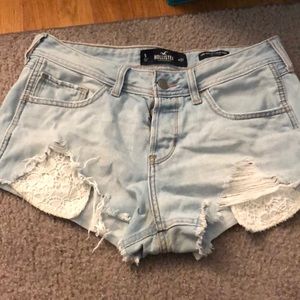 Light wash denim shorts